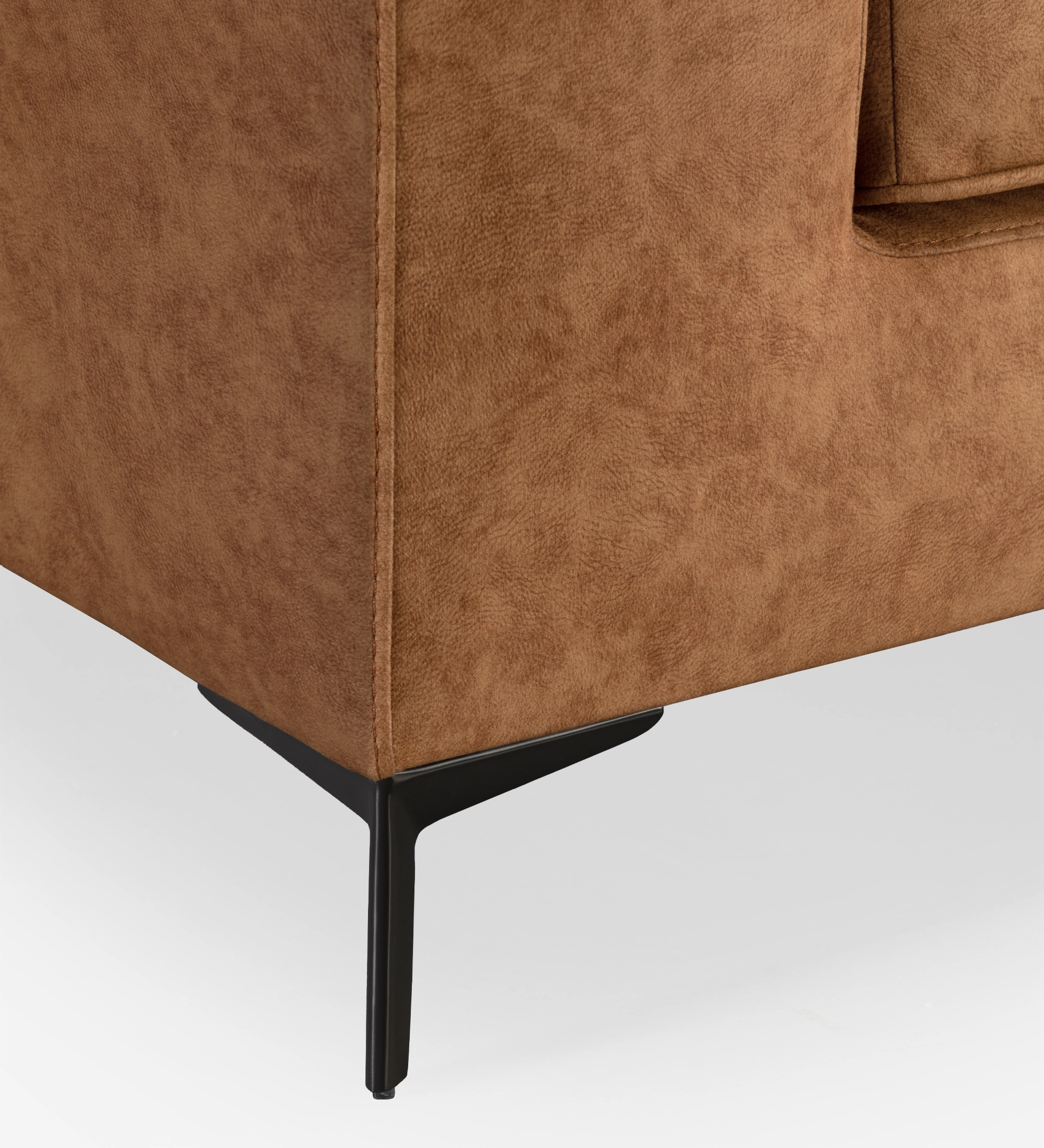 Barcelona Sofa corner in brown suede with black metal tapered leg
