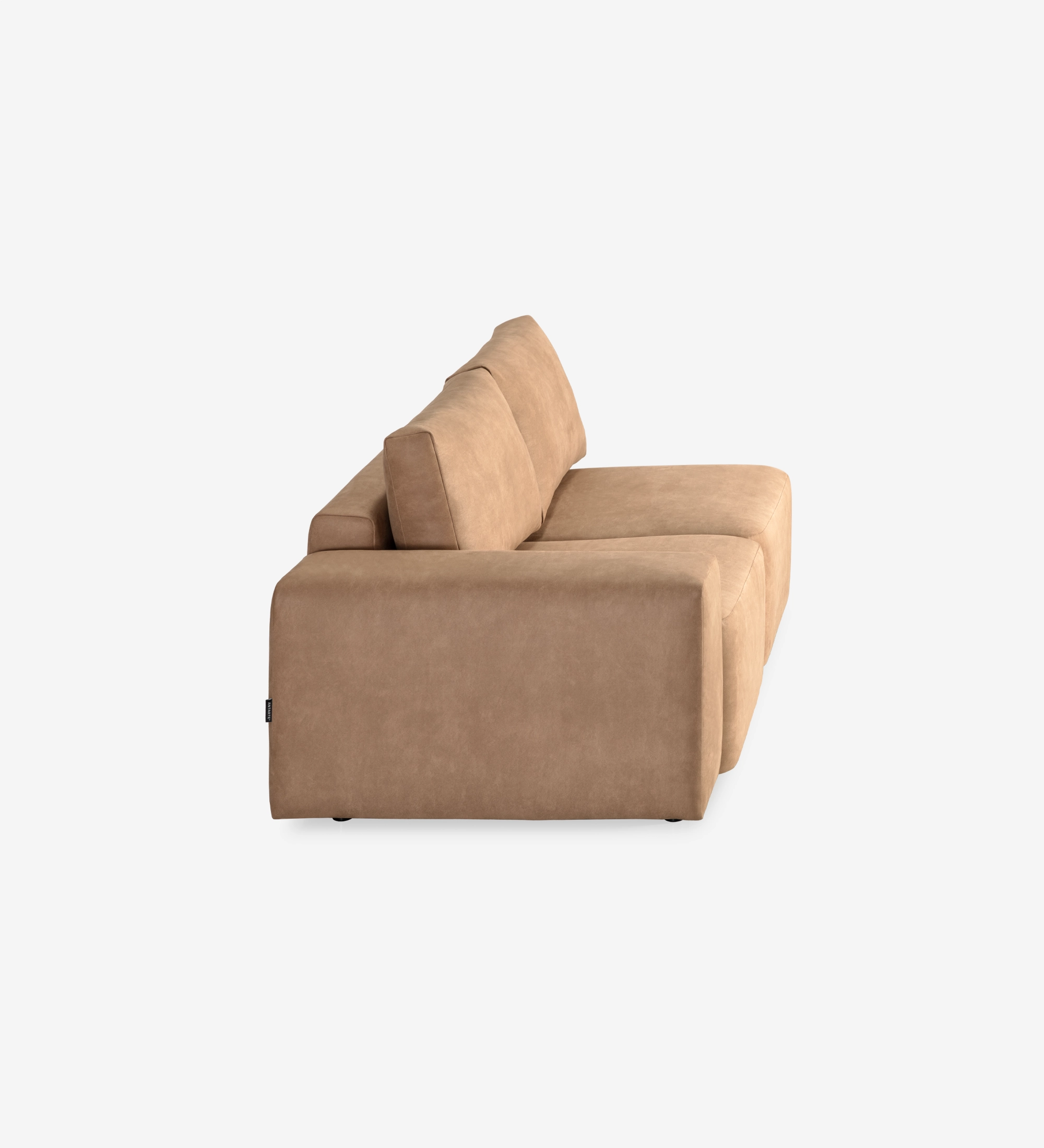 Paris 2-seater sofa with one armrest, upholstered in camel fabric, 187 cm.