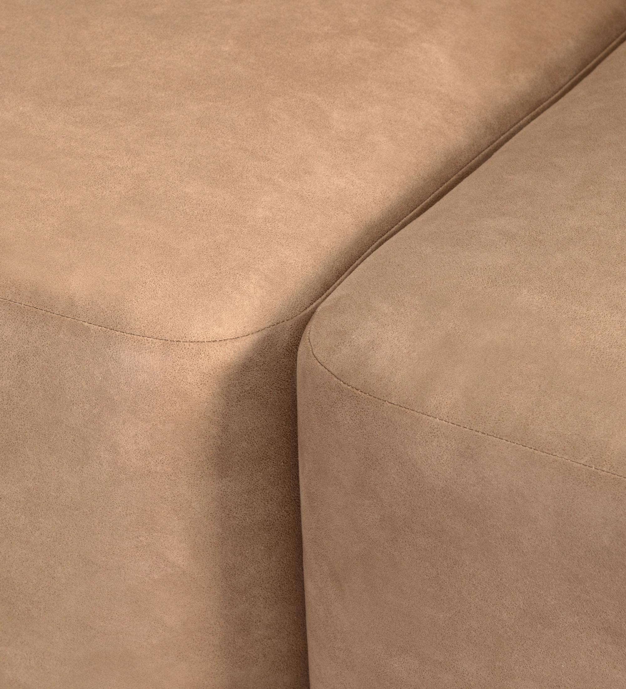 Paris 2-seater sofa with one armrest, upholstered in camel fabric, 187 cm.
