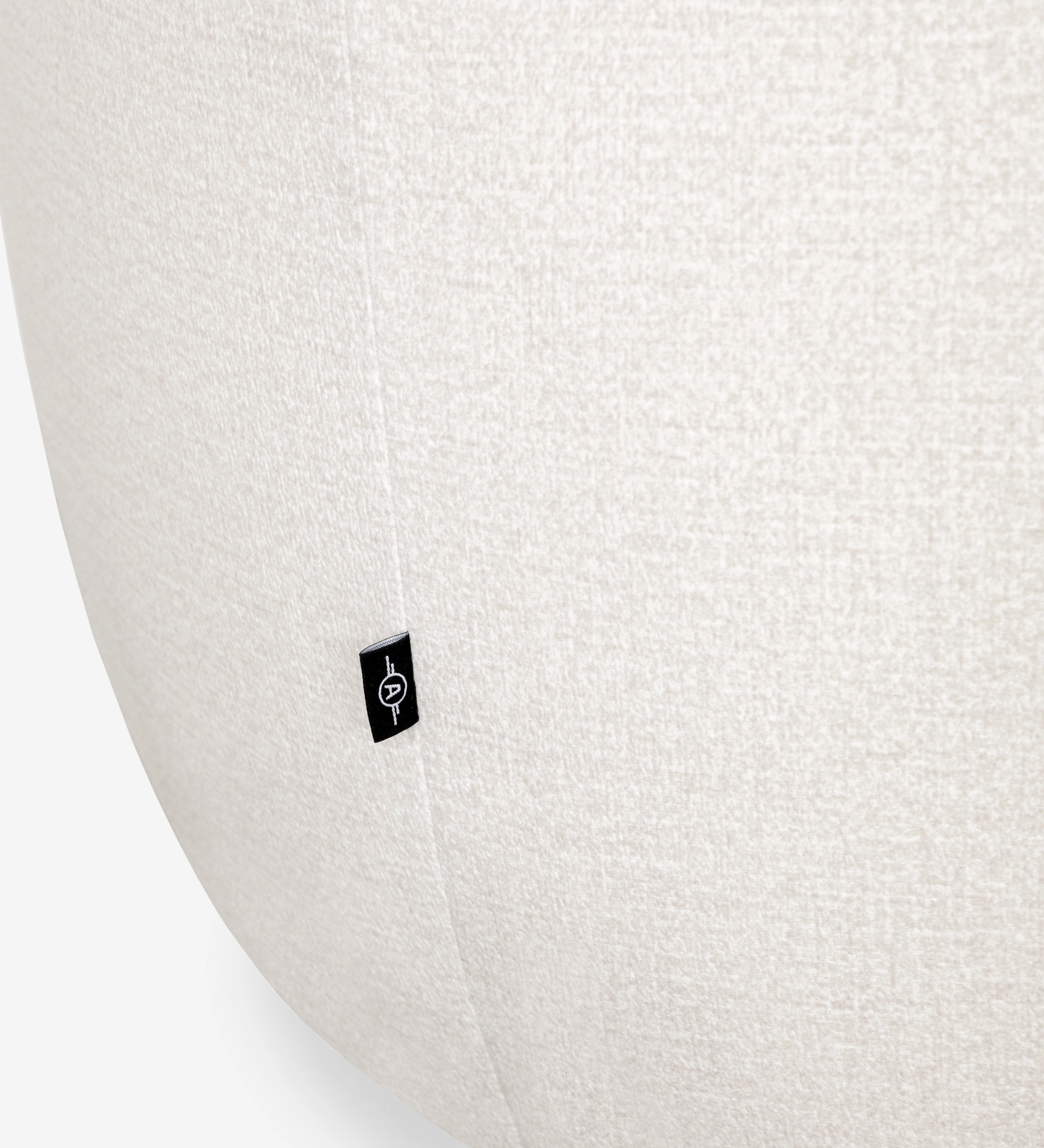 Armchair with a fully upholstered pearl-fabric finish and a swivel base.