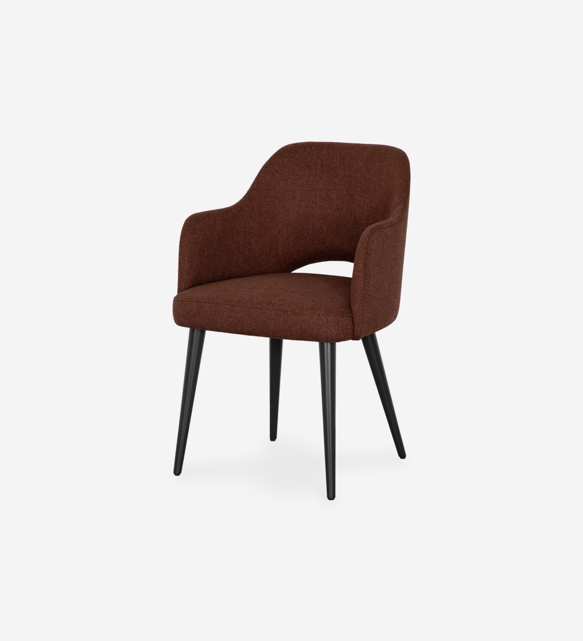 Silla Londres con brazos tapizados en tela Beige, pies lacados negro.