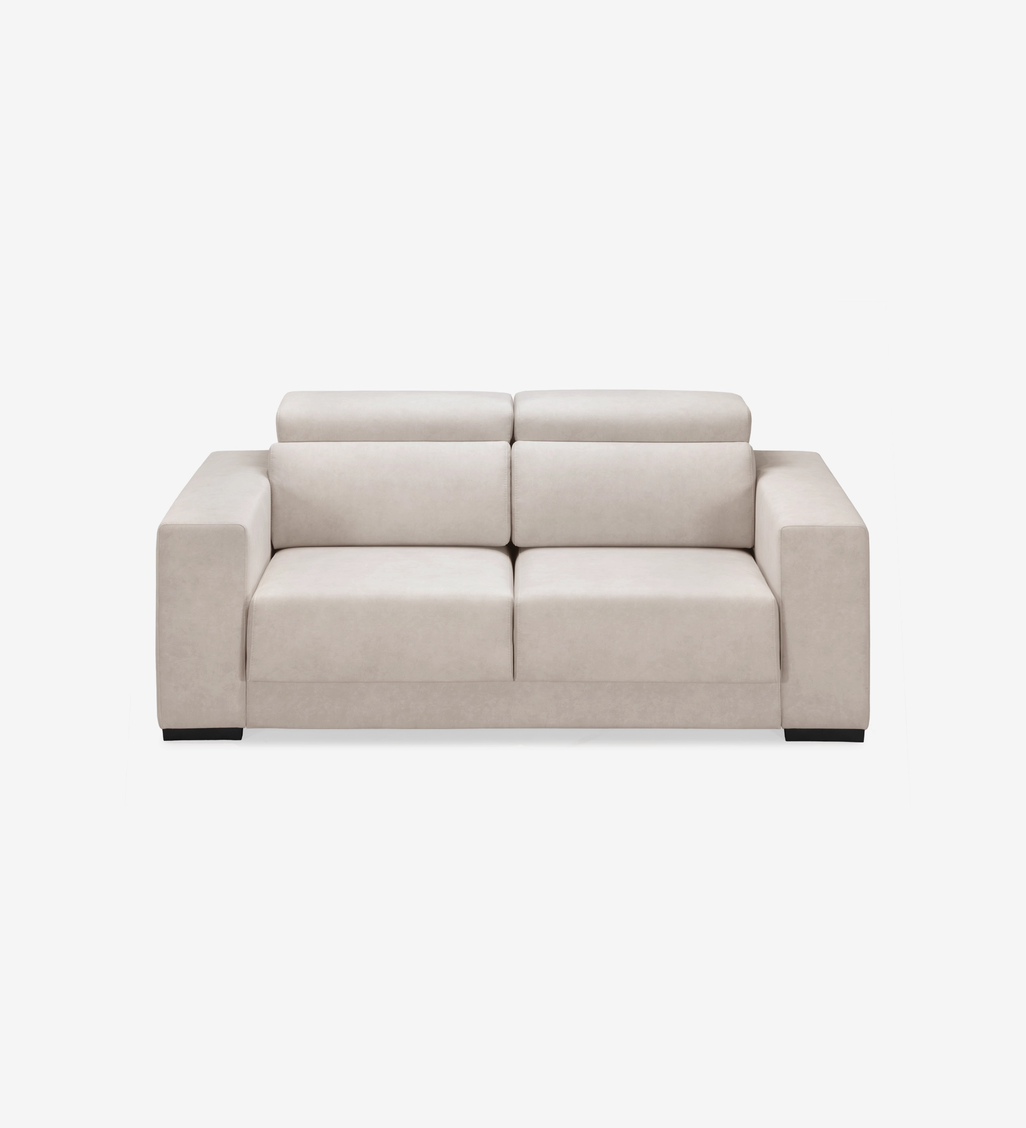 Oporto Sofa beige two-seater with wide arms and adjustable headrests