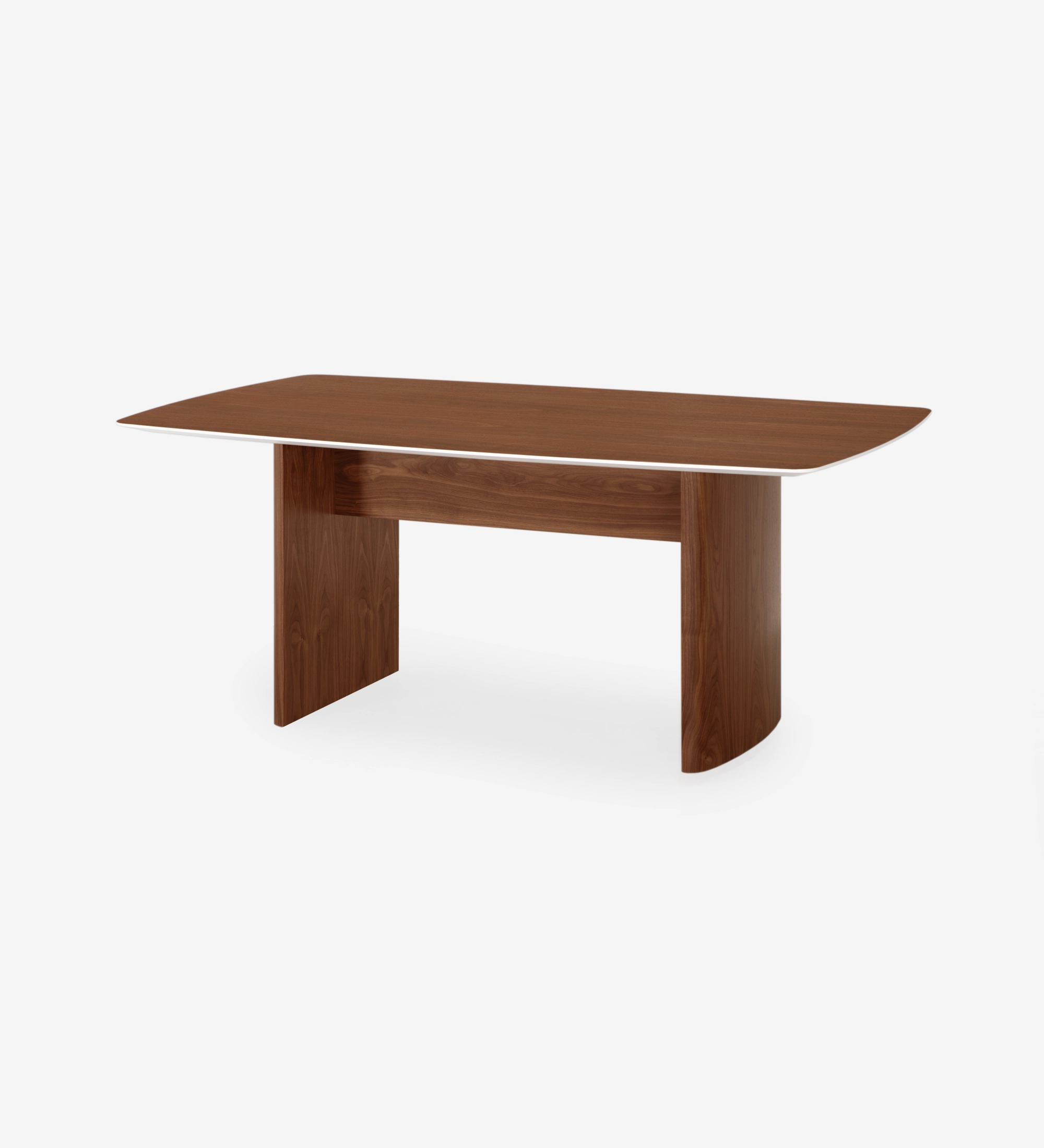 Bureau Paris en bois foncé avec plateau rectangulaire aux coins arrondis