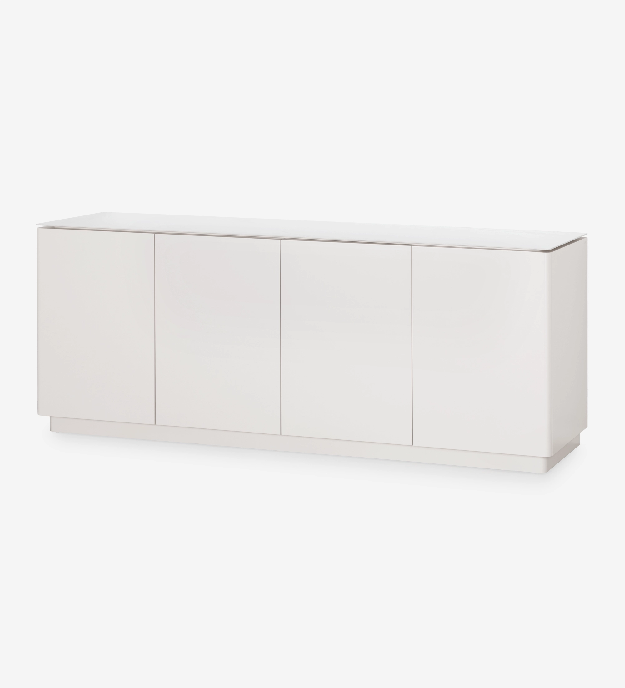 Sideboard Geneve white four-door modern cabinet with flush doors on plinth base