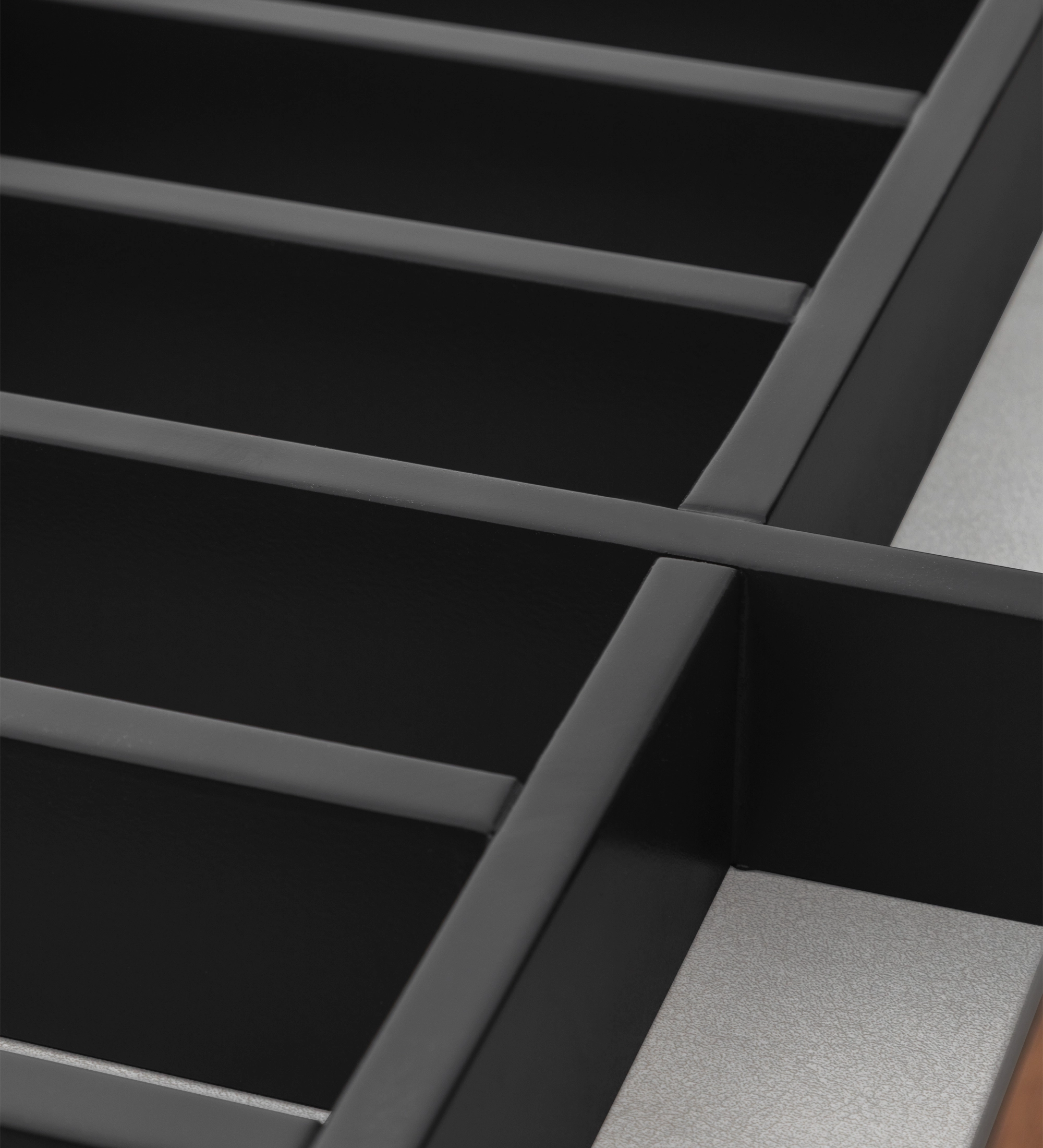 Nice Sideboard black metal interior grid with textured silver base