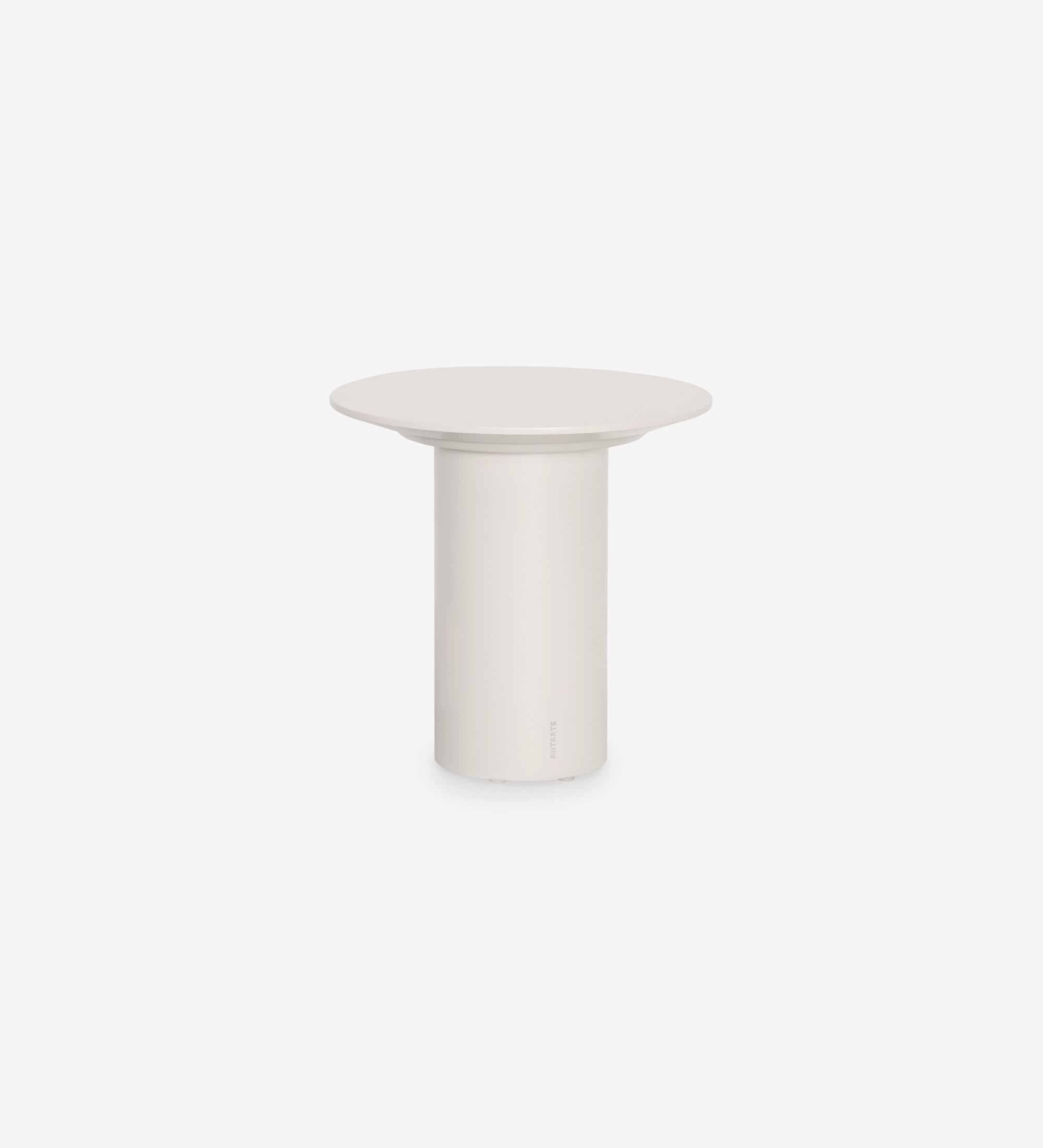 Paris Side Table white round top with cylindrical pedestal base