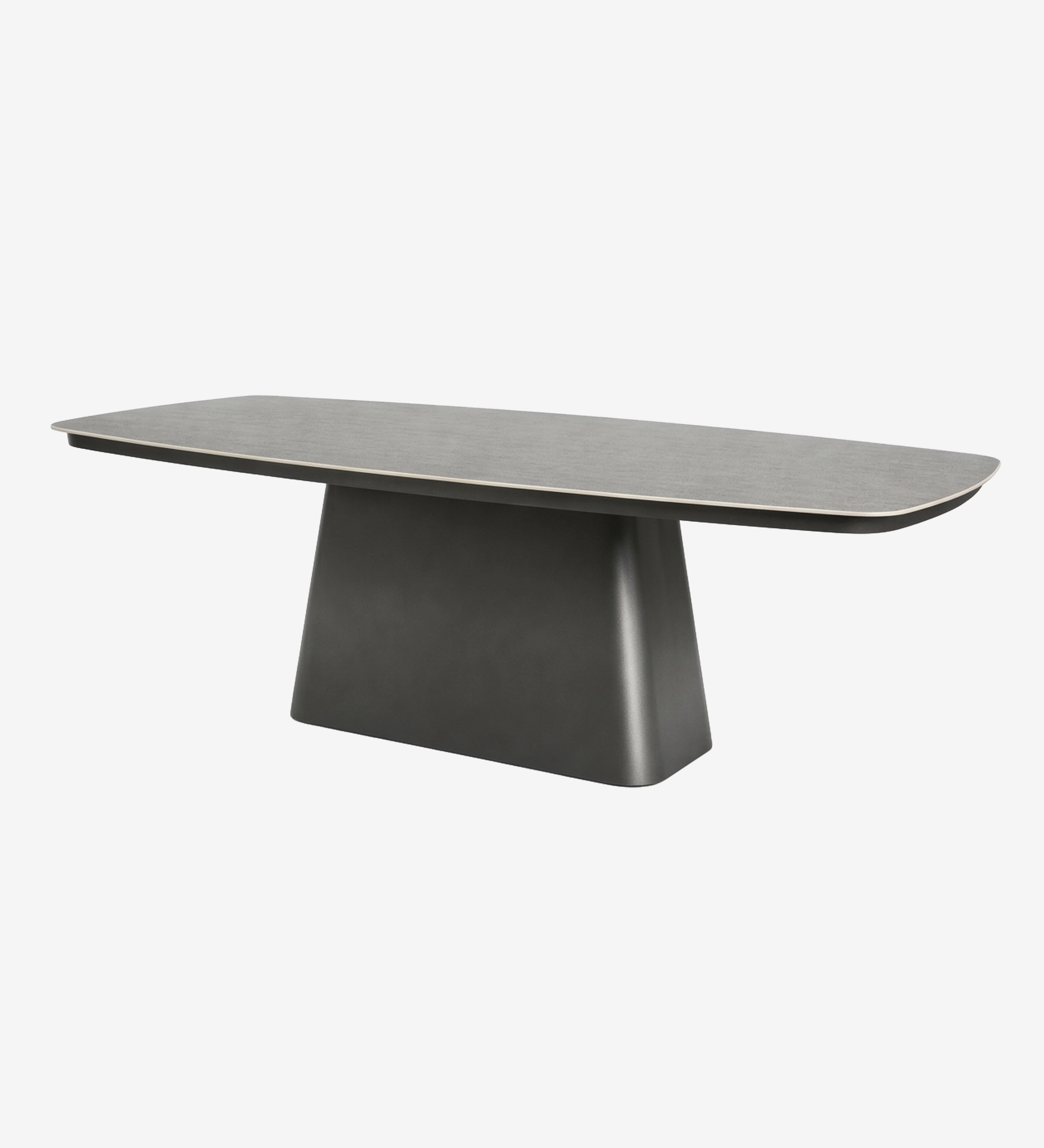Mesa de Jantar Comporta cinzenta com tampo retangular e base pedestal