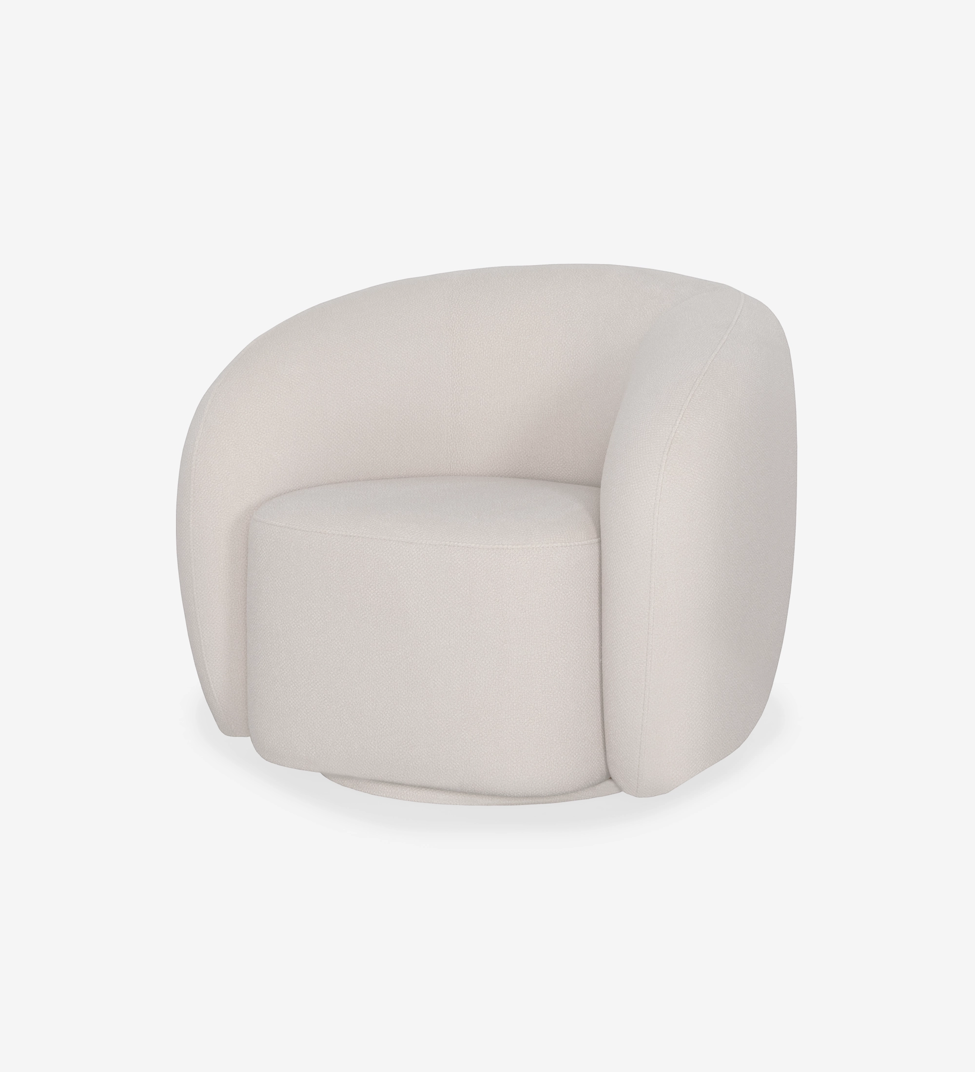 Fauteuil Monaco rond en tissu beige crème à dossier enveloppant