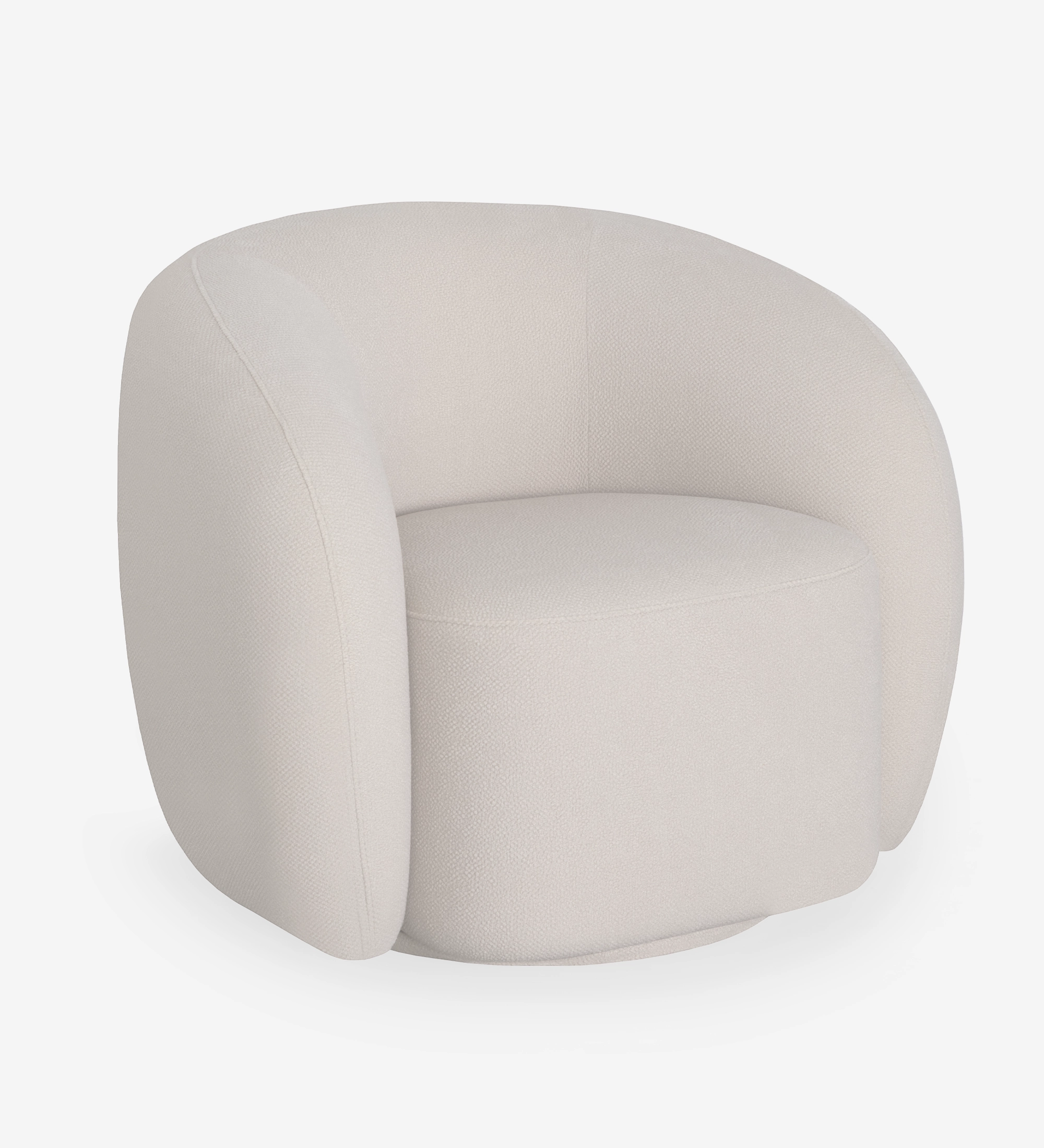 Fauteuil Monaco beige clair en tissu bouclé à silhouette arrondie