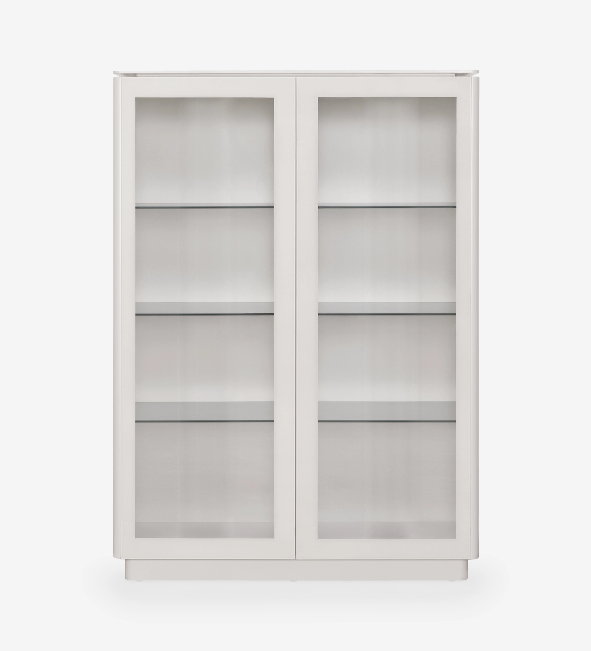 Vitrine Geneve branca com duas portas de vidro e três prateleiras interiores