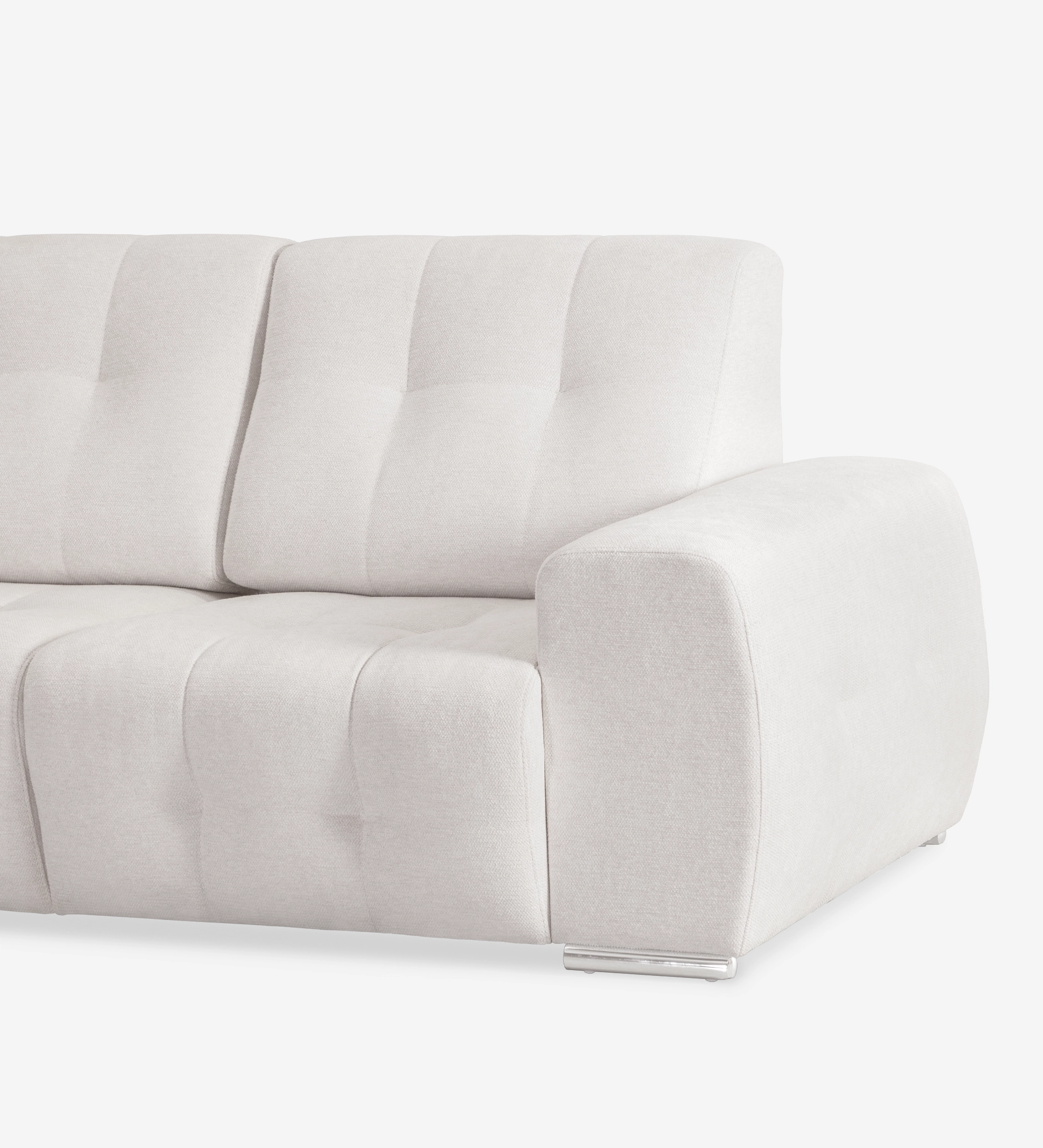 Canapé Madrid blanc cassé 3 places, accoudoir large et coussins capitonnés