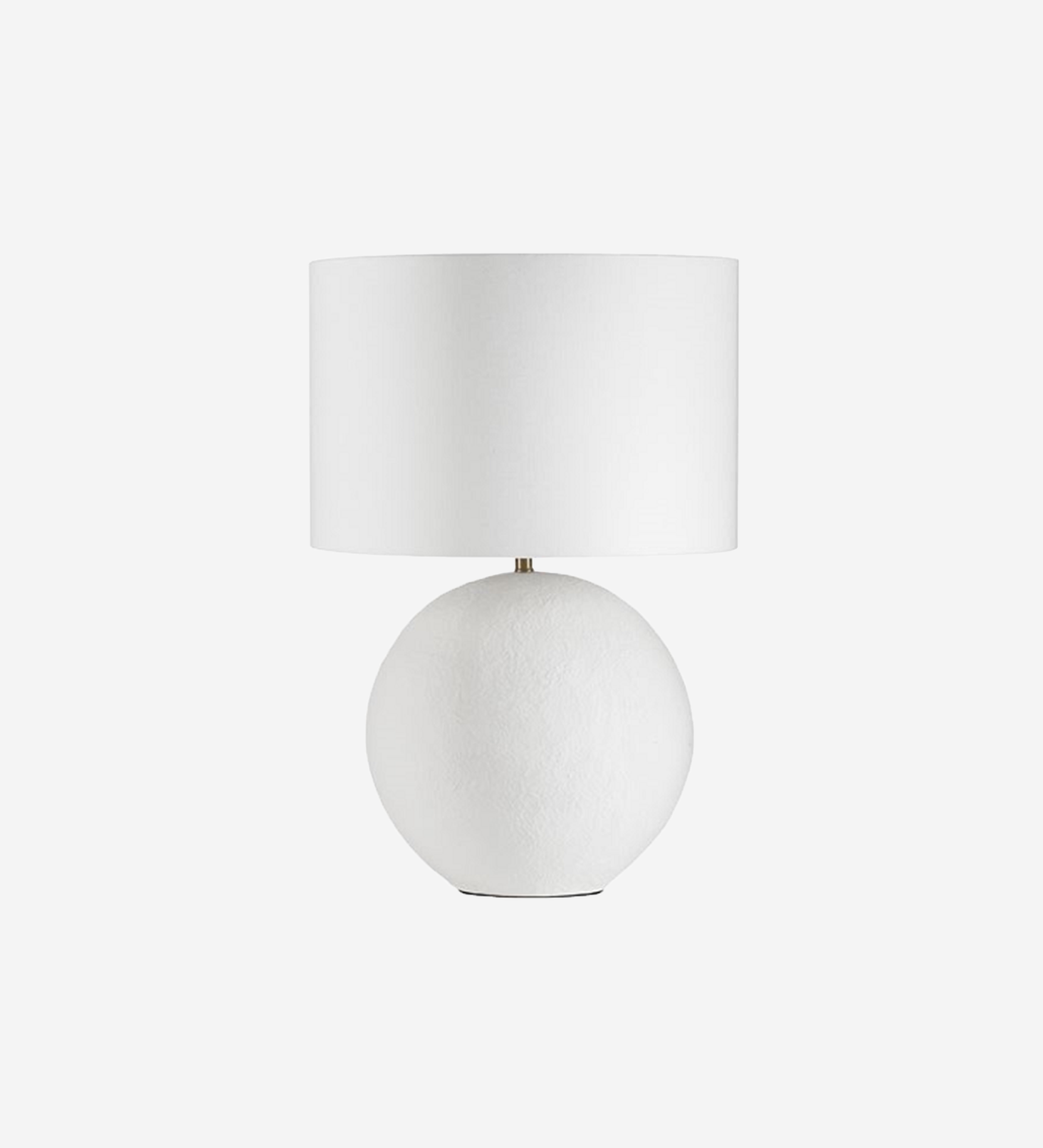 Lagos Table Lamp with textured white spherical base and white drum shade