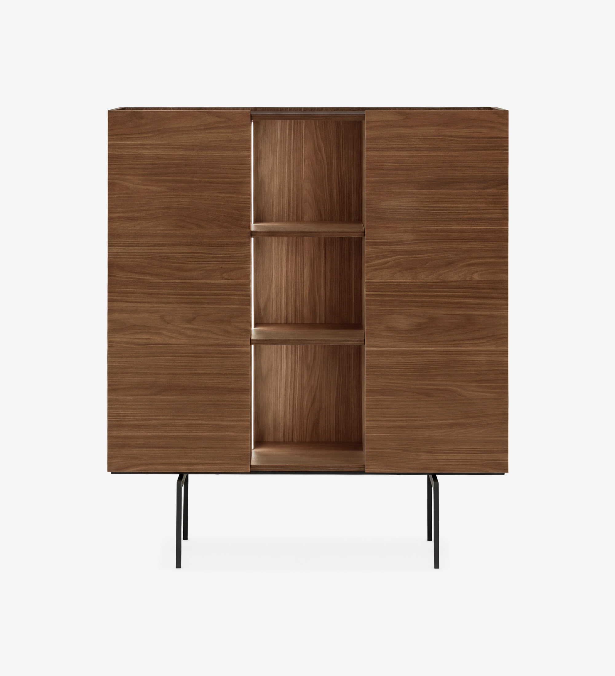 Despensa Lagos armario de madera con estantes centrales y patas metálicas