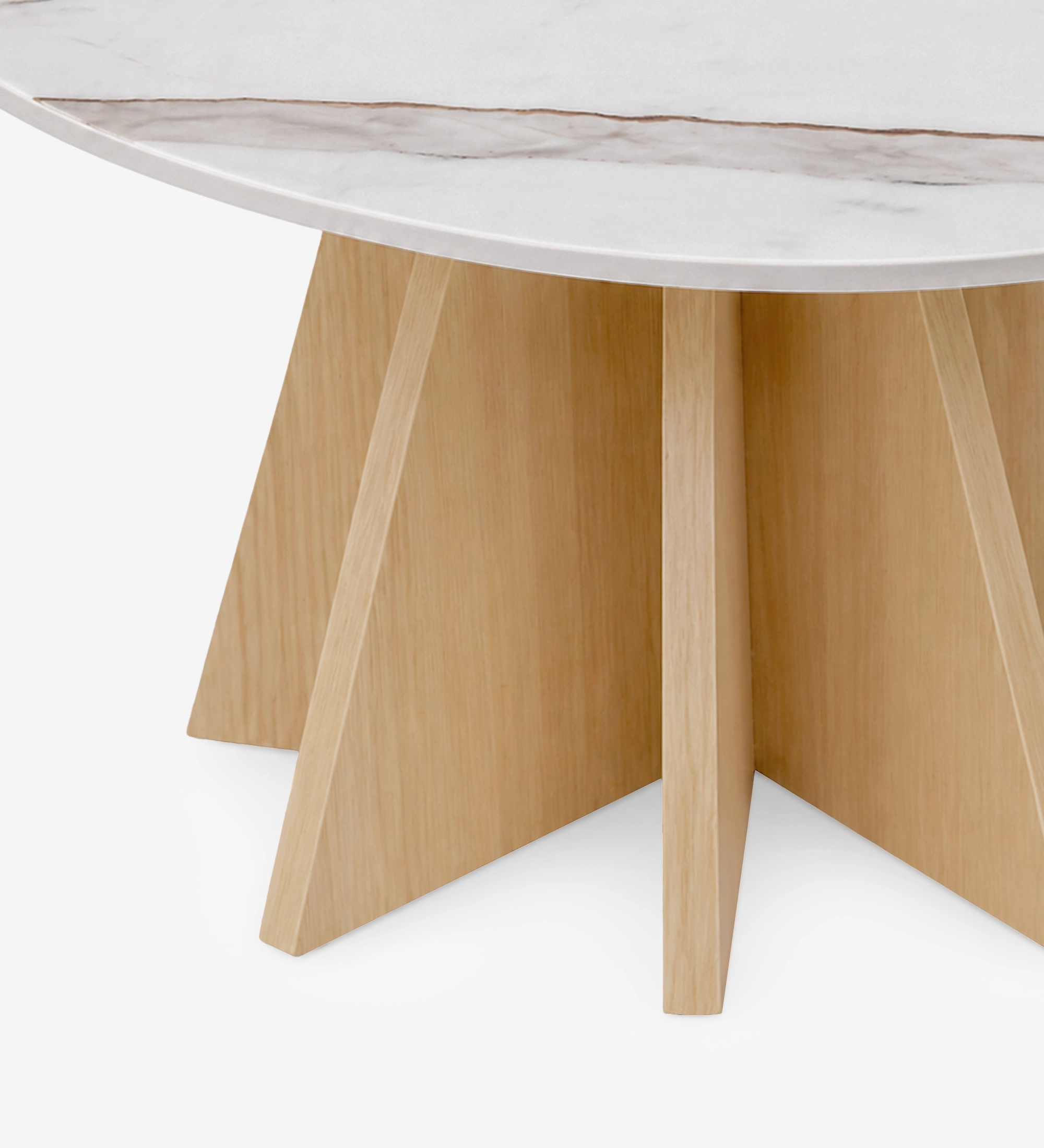 Lagos Center Table with white marble top and wooden star base