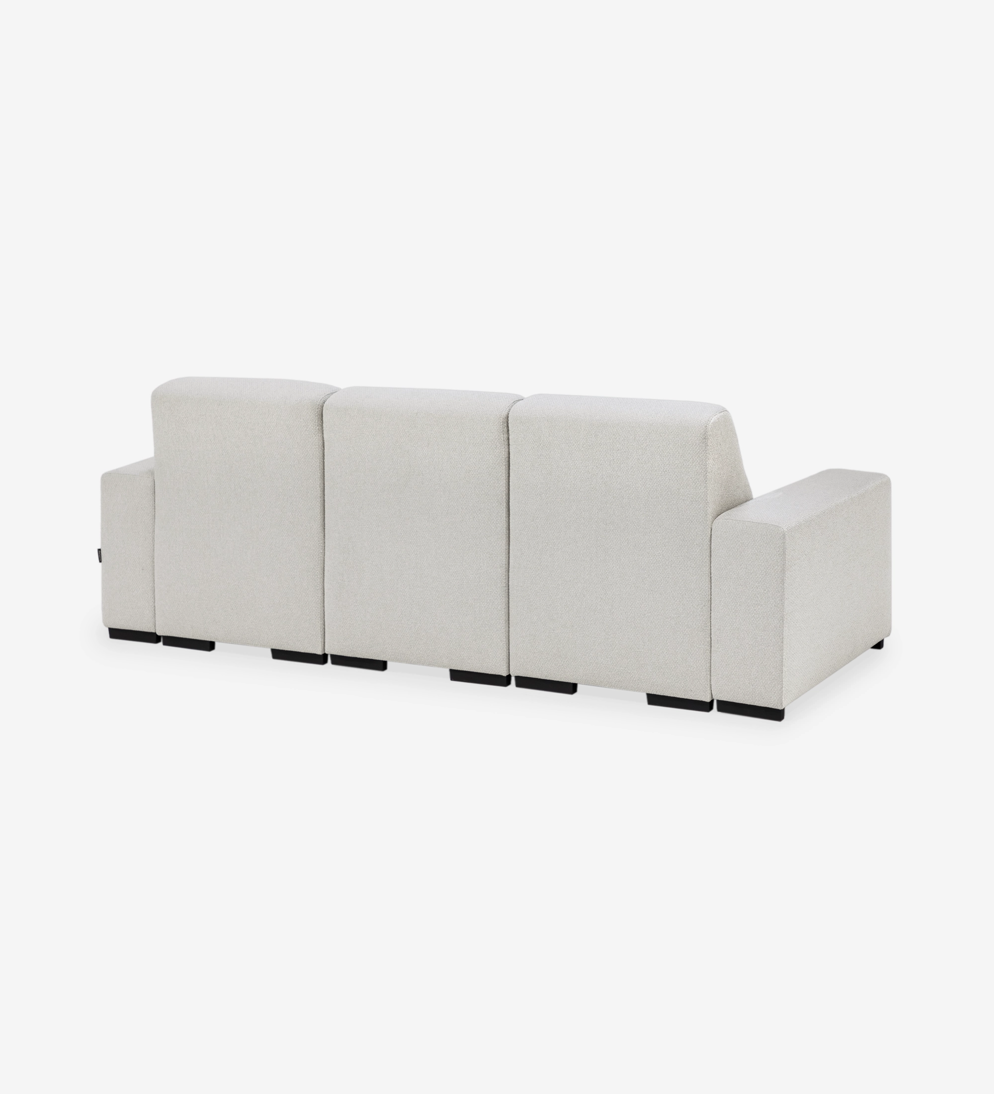 Sofá con chaise longue Lagos en tejido blanco visto por detrás