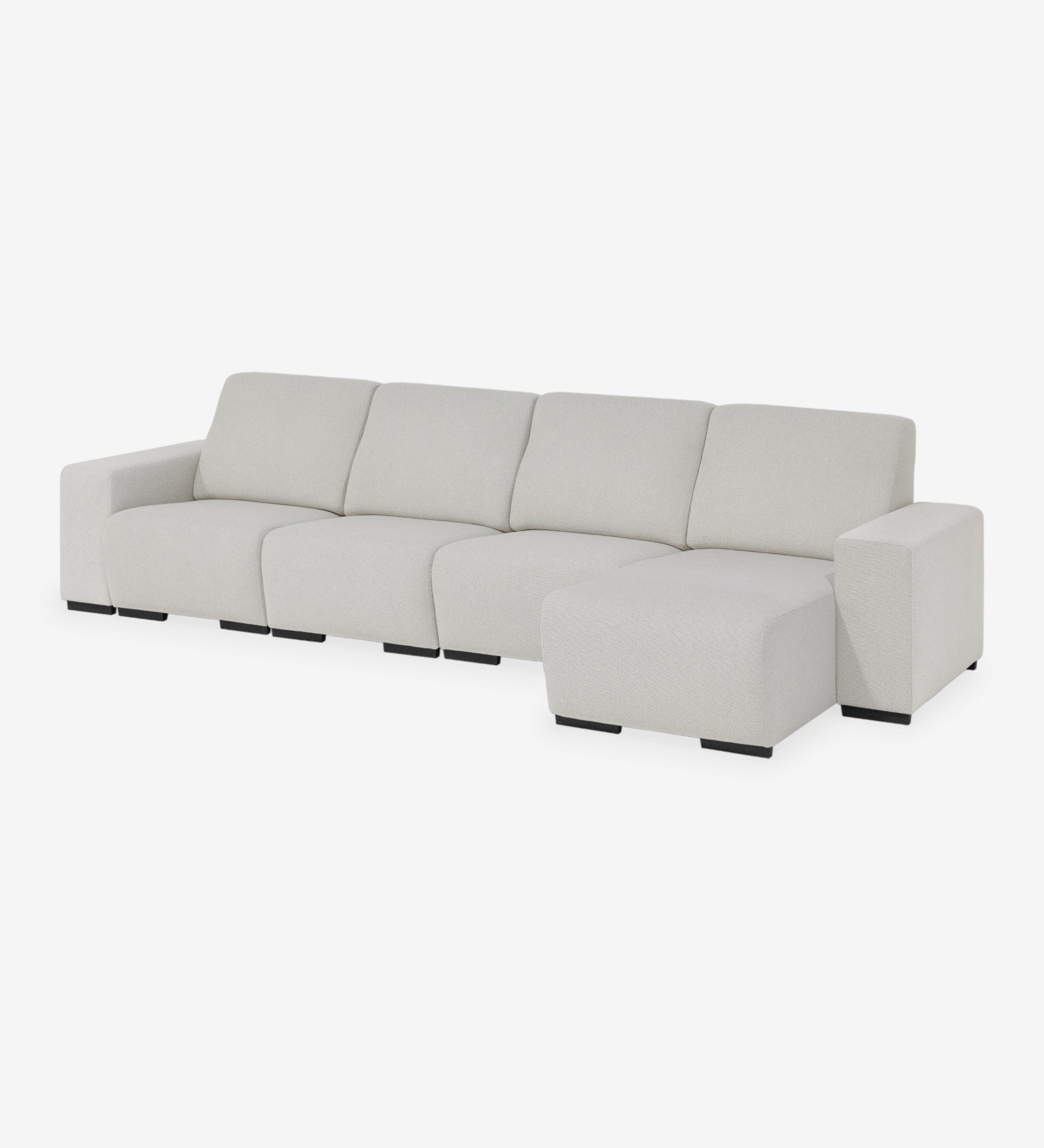 Sofá Lagos 3 lugares e chaise longue direita, estofado a tecido Light Grey.