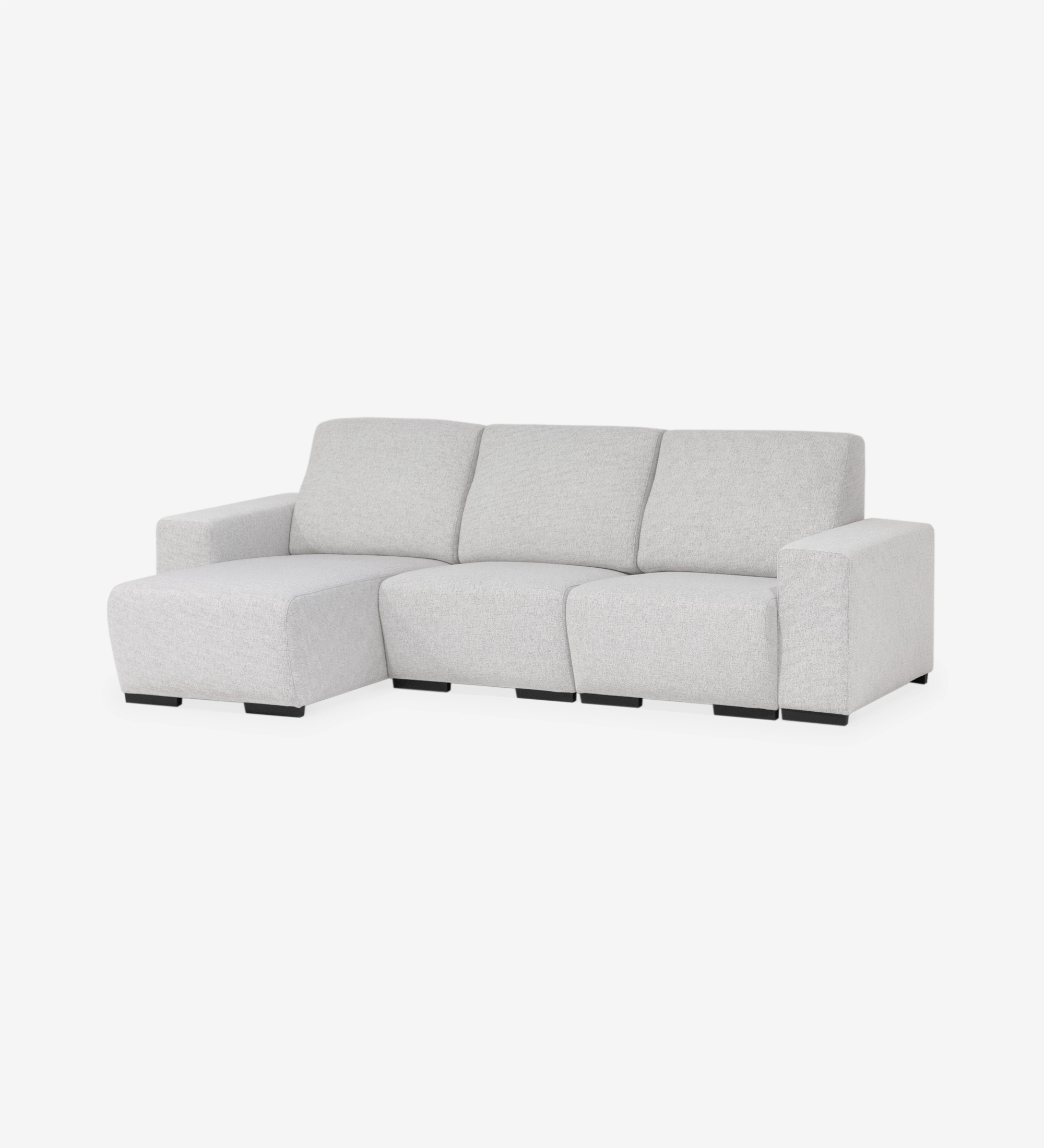Sofá com chaise longue Lagos em tecido cinzento claro, chaise no lado esquerdo