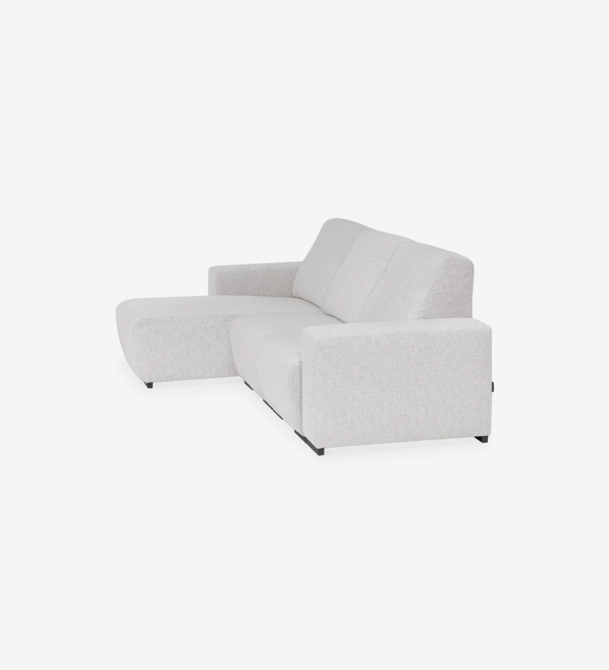 Sofá com chaise longue Lagos em tecido bouclé cinzento claro, chaise à esquerda