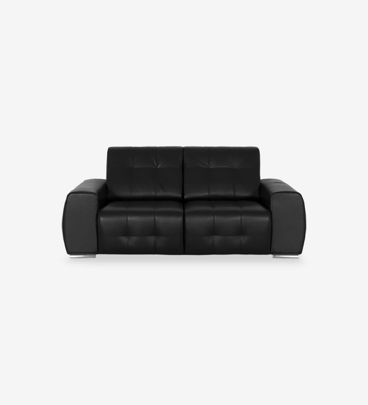 2 Seater, upholstered in black eco-leather with chrome feet.