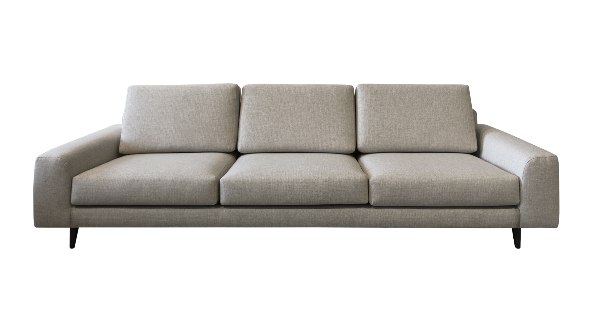 Sofá Oslo 3 lugares, estofado a tecido, pés lacados castanho escuro