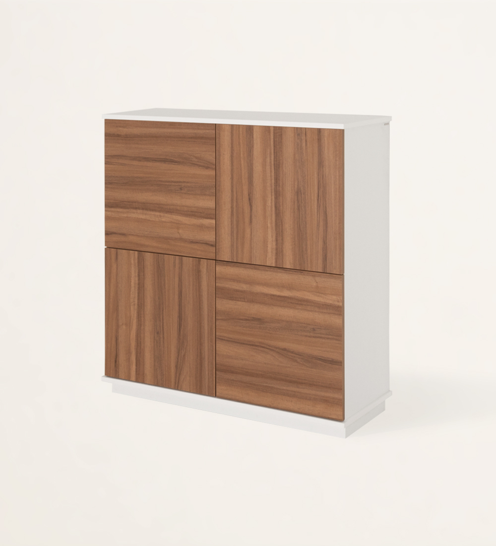 Cabinet with 4 walnut doors, white oak structure.
