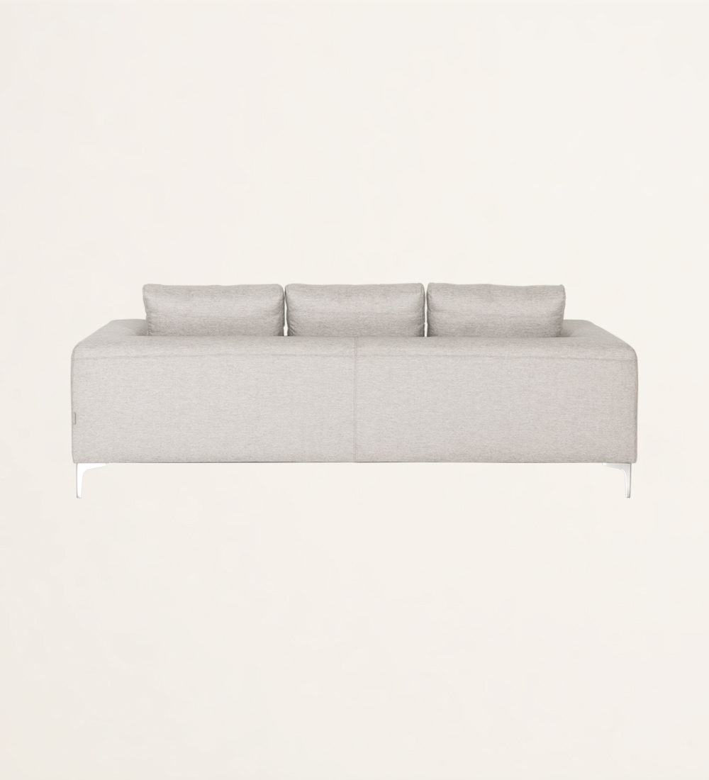 3 seater, upholstered in fabric and metal feet.