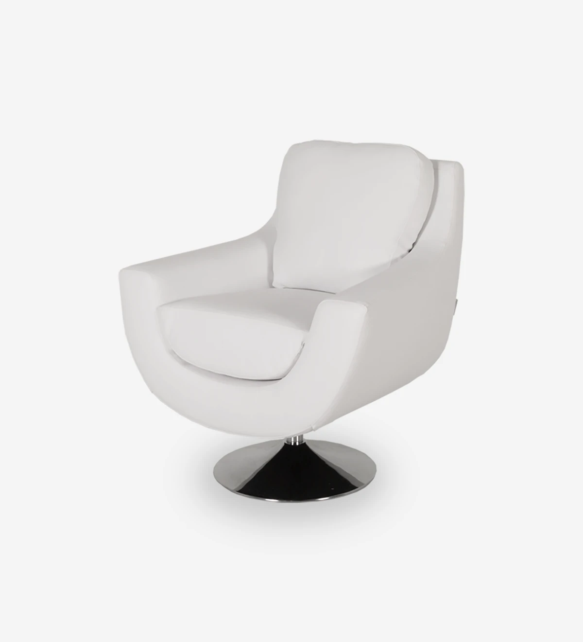 Amrchair upholstered in eco-leather with swivel base.