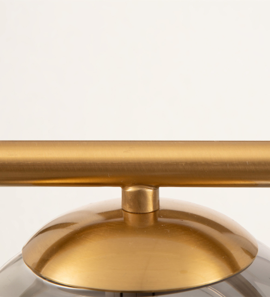 Candeeiro de teto suspenso em metal dourado e vidro 