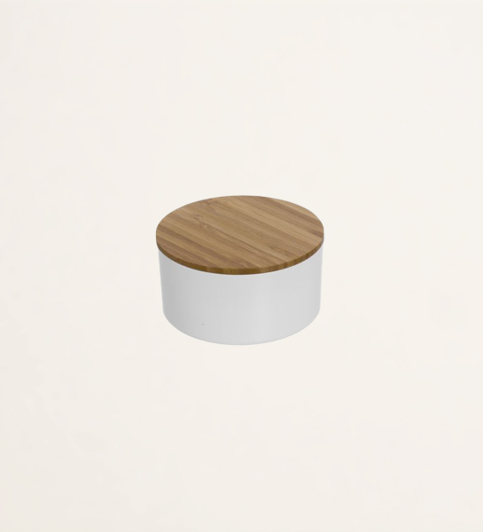 Round jewelry box with bamboo lid and mirror