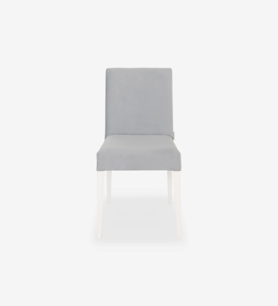 Chair upholstered in fabric, white lacquered feet.