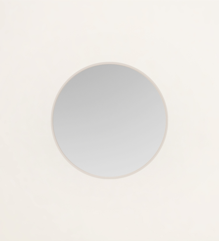 Miroir rond avec cadre laqué perle