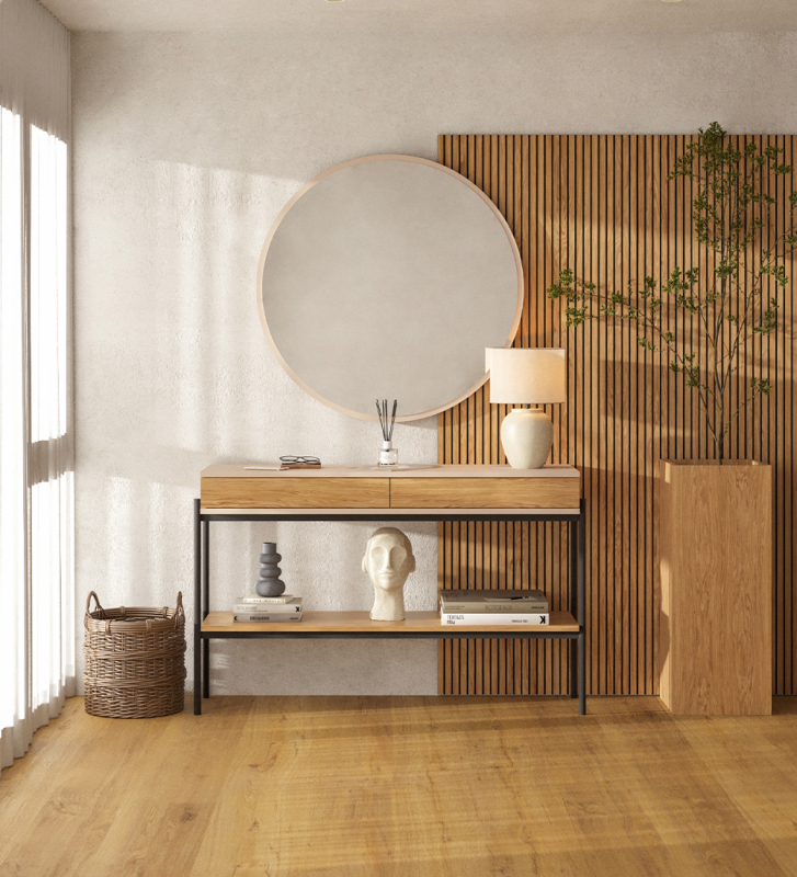 Miroir rond avec cadre laqué perle