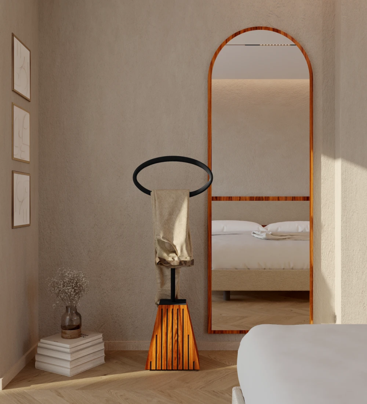 High gloss palisander bedroom hanger, with friezes