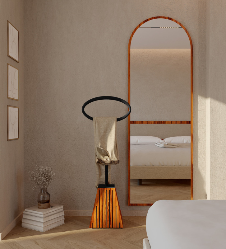 High gloss palisander bedroom hanger, with friezes