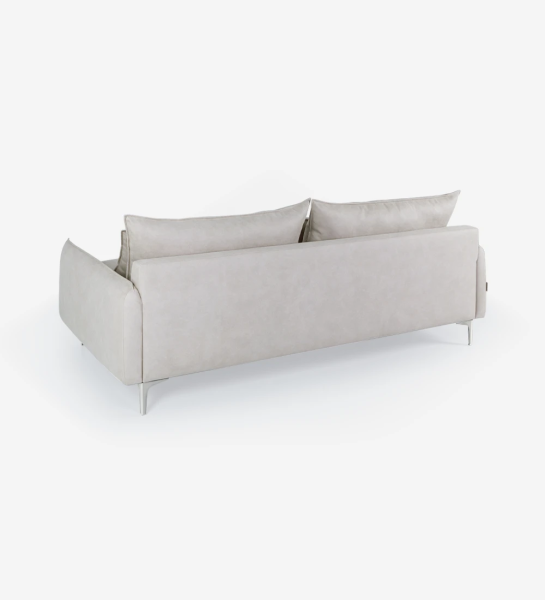 3 seater, upholstered in fabric with metallic feet.