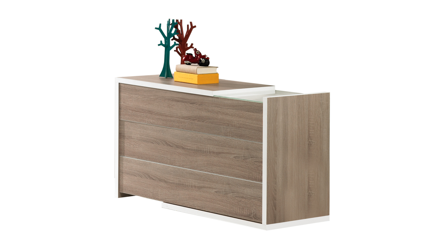 Dresser Baia 3 Drawers With Oak Paneling And Drawer Fronts