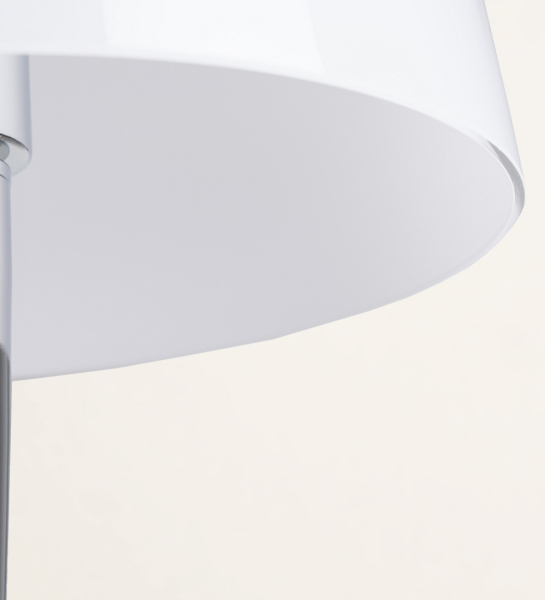 Chrome table lamp and glass lampshade