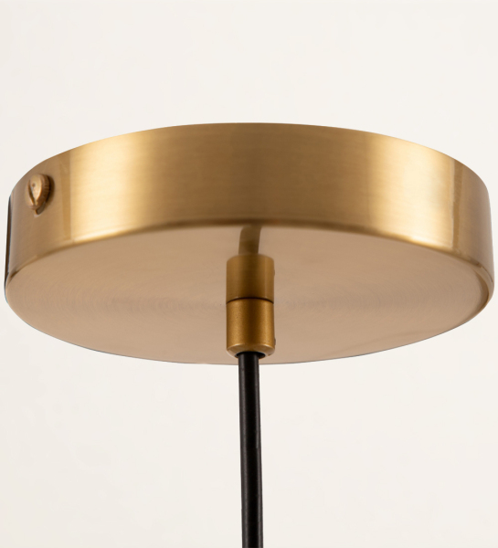 Lampe suspendue en métal doré et verre