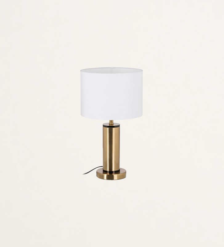 Candeeiro de mesa em metal dourado