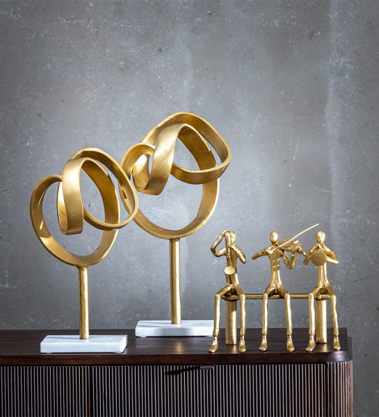 Sculpture musicien en aluminium doré