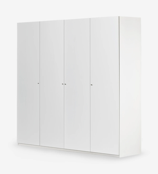 Wardrobe with 4 doors, with 2 modules of 2 drawers inside, white oak structure.