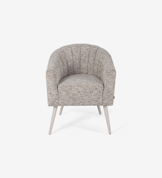 Armchair upholstered in fabric, pearl lacquered feet.