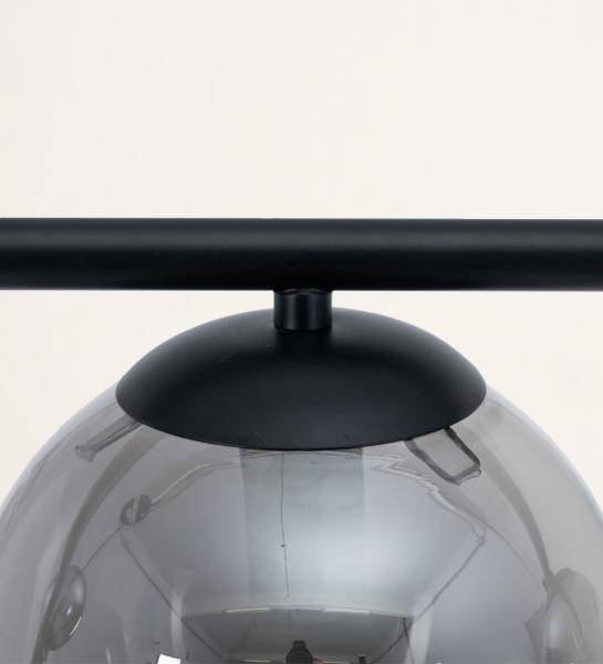 Lámpara de techo suspendida en metal negro y cristal
