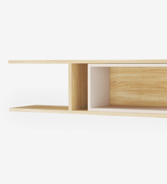 Natural oak shelf with pearl lacquered module.
