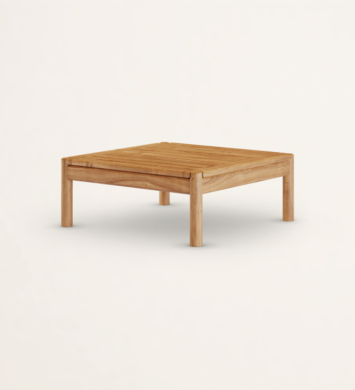 Mesa de centro quadrada em madeira natural