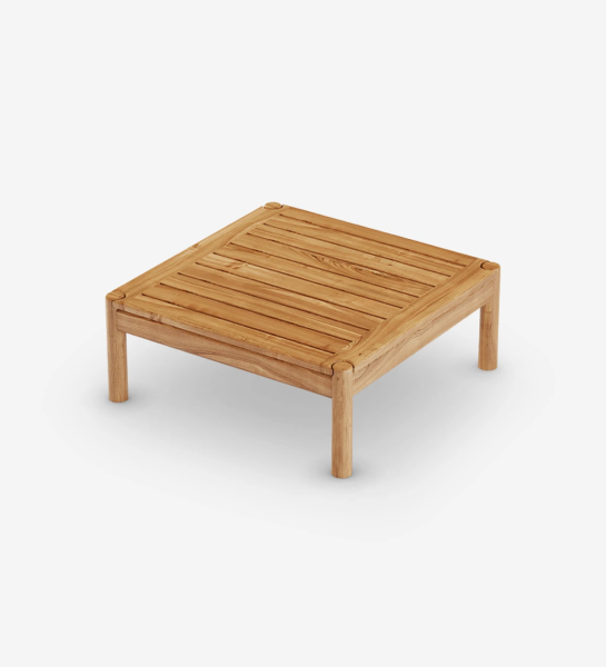 Mesa de centro quadrada em madeira natural