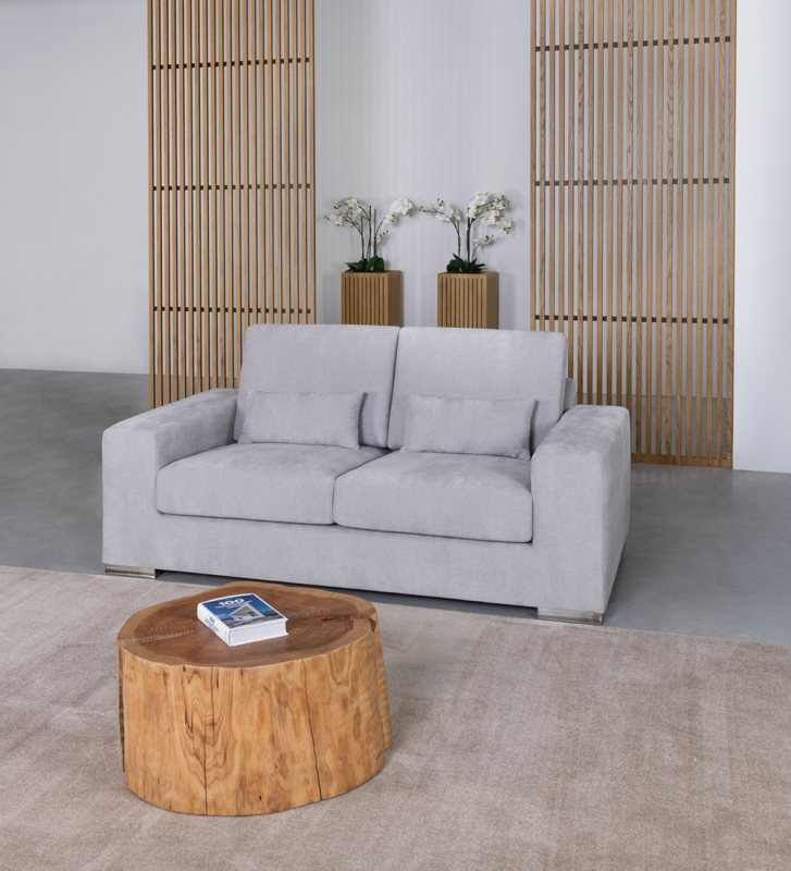 2 seater, upholstered in fabric.