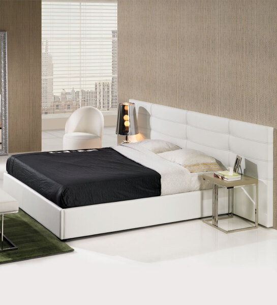 Long Headboard with rectangles, upholstered with eco-leather.