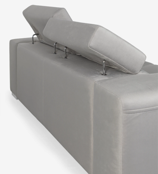 2 seater sofa upholstered in fabric, with reclining headrests.