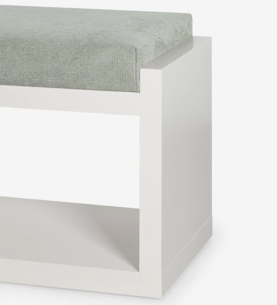 Stool with fabric upholstered seat and pearl lacquered structure